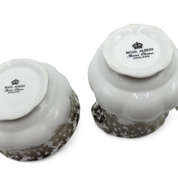 ROYAL ALBERT Silver Floral Cream And Sugar 25th Anniversary England Vintage - Picture 8 of 12